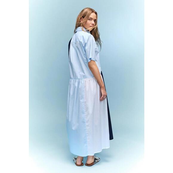 PLAN C x RTR Color Block Shirt Dress Size L - Picture 3 of 5